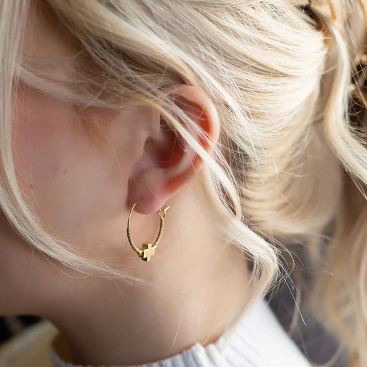Faithful Cross Earrings-Silver | Beaded Earrings